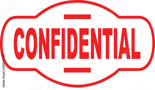 Red neon confidential stamp symbol text against dark backdrop isolated on transparent background for security 