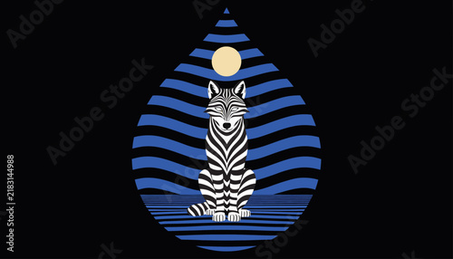 Mystical Wolf Spirit in a Celestial Water Droplet - Surreal Nature Art