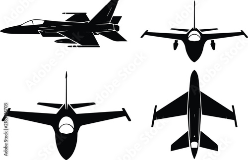 Foto Jet silhouette stencil set for cutout templates