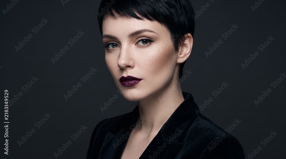 Fototapeta premium Woman with pixie cut.