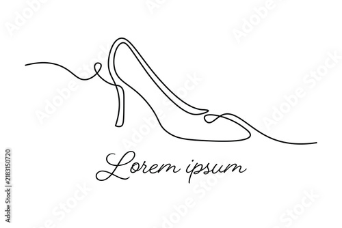 Elegant One Line Drawing of a Stylish High Heel Shoe
