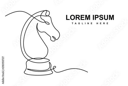 Continuous Line Art Chess Knight Logo Design Concept