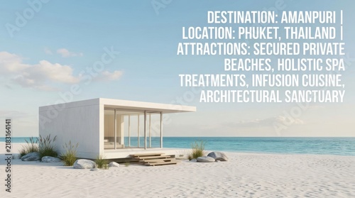 Modern beach house overlooking ocean and sand