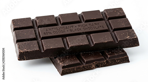 Dark Chocolate Bar Stack Isolated on White Background