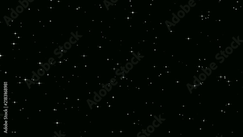 Twinkling stars flickering light in dark sky. Glitter sparkle blinking in universe space. Shimmering stars flashing magic in starry night. Mesmerizing starlight of flight through deep space.