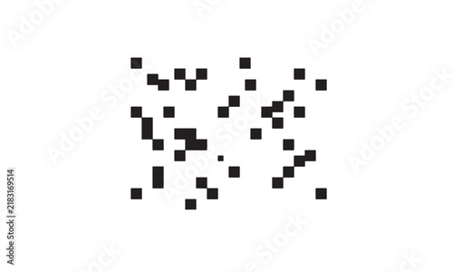 Abstract pixel art pattern, black squares on white background