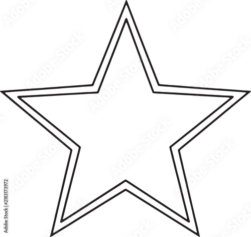 Minimalist star outline vector, geometric five-pointed star icon with double stroke, simple black and white star shape for logo design and ranking