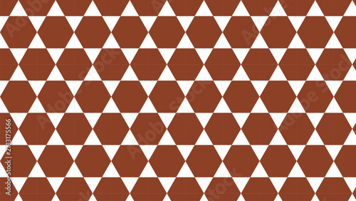 Seamless Geometric Hexagon and Triangle Pattern Background in Brown and White