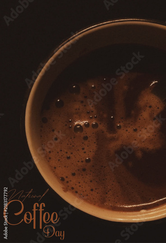 Happy International Coffee Day Poster with Coffee Cup