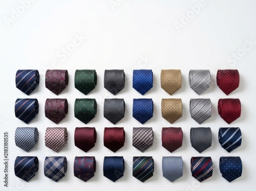 Diverse Collection of Men's Neckties Displayed in Rows