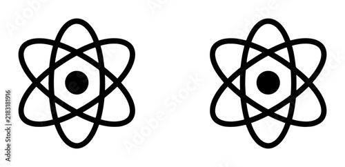 Foto Atomic Structure Icons, Two Simple Atom Symbols, Scientific Research and Discove