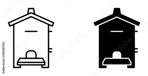 Beehive Icons, Apiary Building Vector Graphics, Honey Production Symbols, Simple Outline and Silhouette Designs