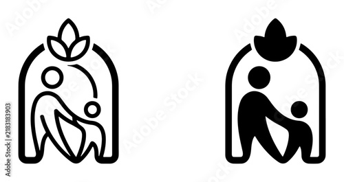 Family Care Icons, Parental Support Symbols, Child Protection Graphics, Two Variations, Vector Art for Health and Wellness