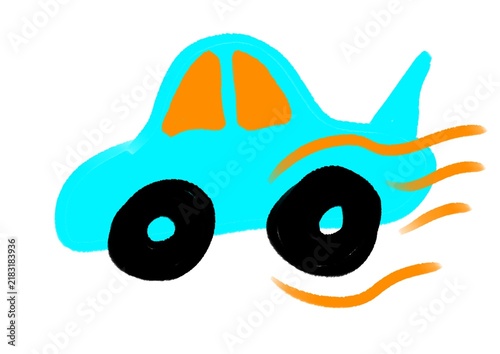 a picture of a vehicle in the form of racing car with a very eccentric color isolated on white background