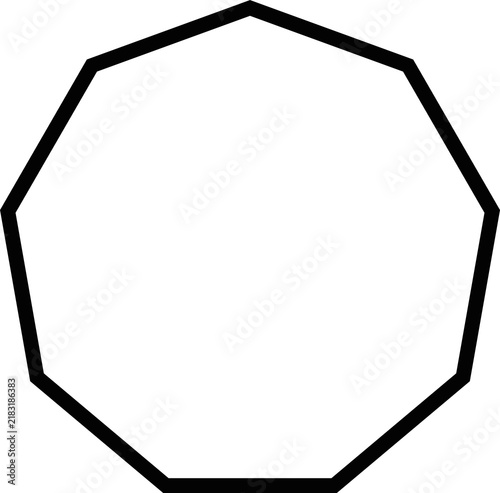 Black decagon geometric shape polygon icon transparent PNG