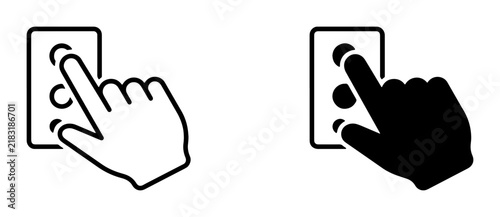 Hand Pressing Button Icons, Finger Pushing Control Panel, Digital Interface Interaction, User Input Symbols
