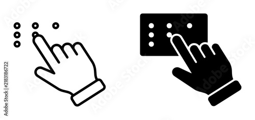 Braille Accessibility Icons, Tactile Reading Symbols, Touch Input Vector Graphics, Human Finger Interaction, Inclusive Design Elements