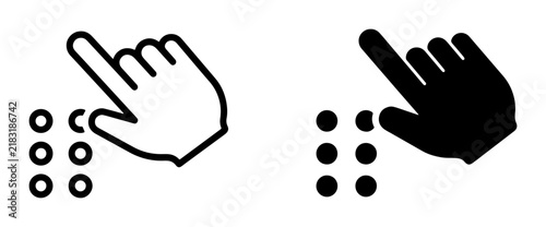 Cursor Hand Icon Set, Pointer Finger Selecting Menu Dots, Digital Interface Interaction, User Interface Elements, Web Design Navigation, Touchscreen Gestures, Click Action