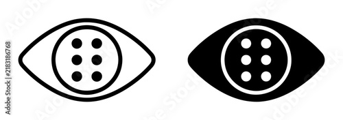 Braille Eye Icons, Blindness Symbol, Vision Impairment Graphics, Accessibility Signage, Two Vector Styles