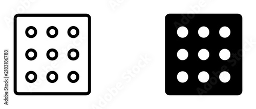 Nine Dots Grid Icon, Outline and Filled, Simple Geometric Symbol for Data, Connection, or Menu Options