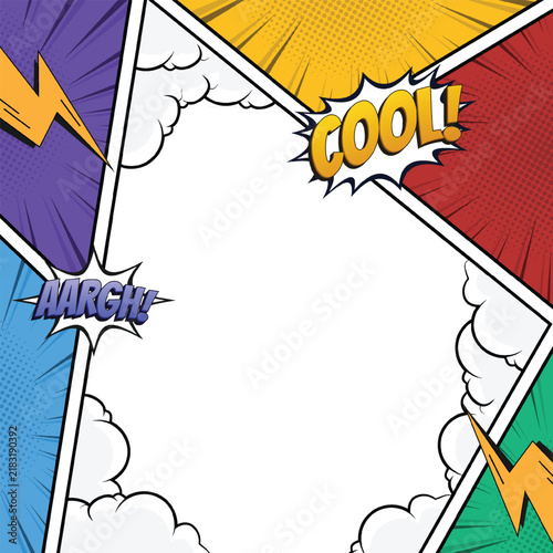 Comic Book Background Template with Pop Art Speech Bubbles and Copy Space