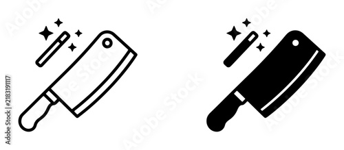 Bild auf Leinwand Cleaver Knife Icons, Sharp Kitchen Tool Graphics, Culinary Magic Symbols, Food P