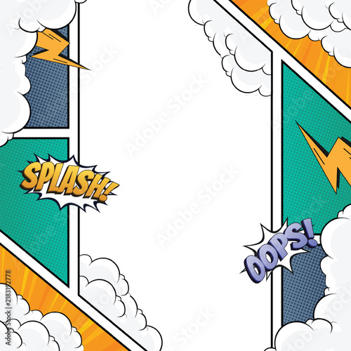 Comic book background template vector with pop art panels