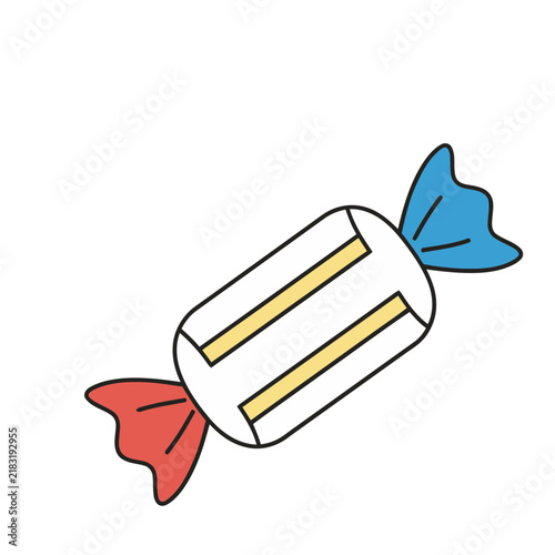 Wrapped Candy with Red and Blue Ends