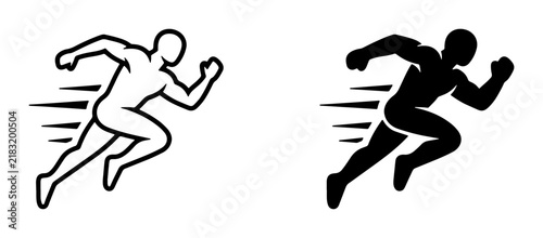 Runner Icons, Speed Motion Graphics, Athletic Silhouette, Sprinting Athlete Vector Art, Dynamic Movement Symbols