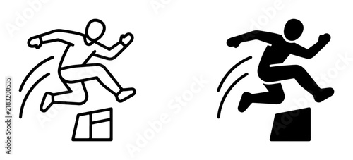 Hurdle Race Icon Set, Athletic Competition Vector Graphics, Sports Achievement Symbol, Sprinting Challenge Silhouette, Track and Field Element
