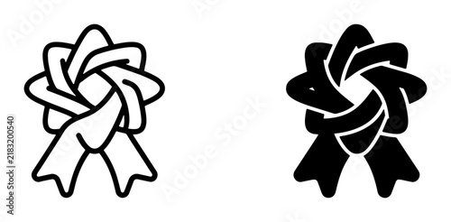 Gift Bow Icons, Festive Ribbon Embellishment Vector Set, Celebration Decoration Graphics