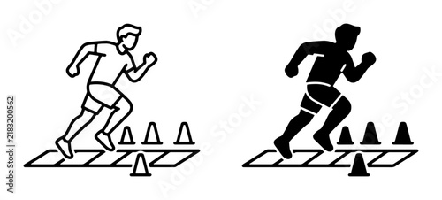 Agility Training Icons, Speed Ladder Drills, Athletic Performance, Sports Fitness, Runner Cones, Workout Exercise, Speed and Agility Training, Vector Graphics