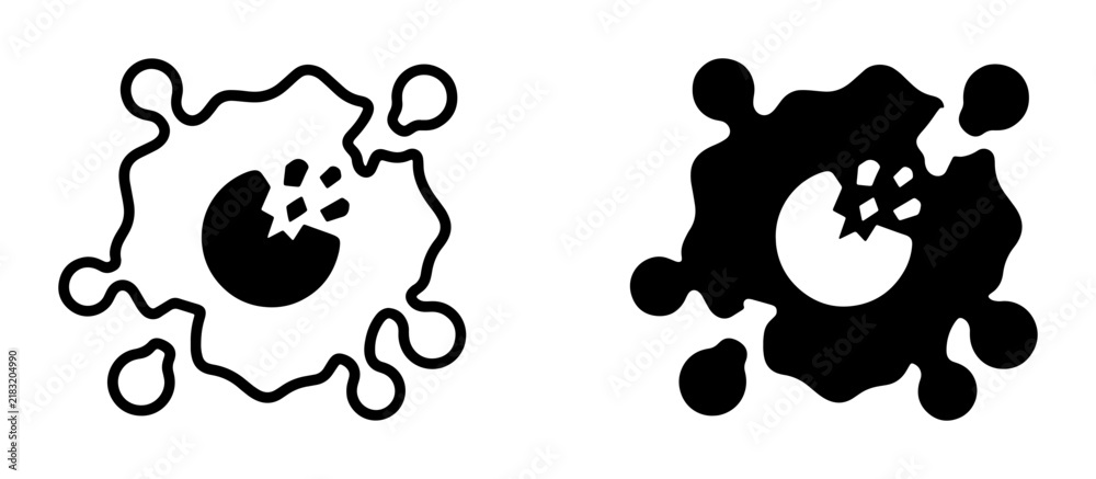 Obraz premium Abstract Splatter Icons, Ink Blob Shapes, Organic Flowing Forms, Black and White Graphic Elements, Modern Design Symbols