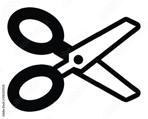 Simple black scissor icon for craft and office design
