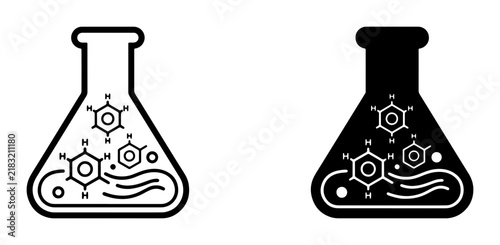 Foto Chemical Flask Icons, Molecular Structure, Science Research, Laboratory Experime