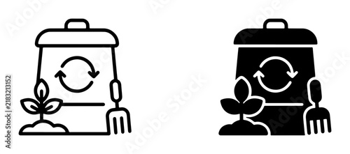 Composting Icons, Organic Waste Recycling, Garden Soil Enrichment, Sustainable Living, Eco-Friendly Process, Vector Graphics