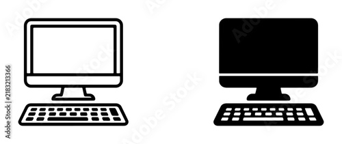 Computer Icons, Desktop Set, Line Art and Solid Fill, Technology Symbols for Digital Design