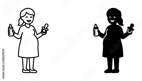 Pregnant Woman Icon Set, Motherhood Silhouette, Baby Care Symbols, Maternity Vector Graphics, Pregnancy Announcement Icons