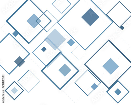 Abstract Geometric Blue Square Patterns on Transparent Background