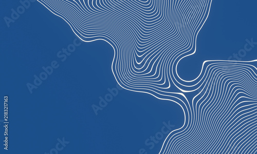 White mountain contour lines on blue background