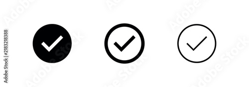 Принти на полотні Checkmark in circle icon set in solid, bold, and outline styles, indicating appr
