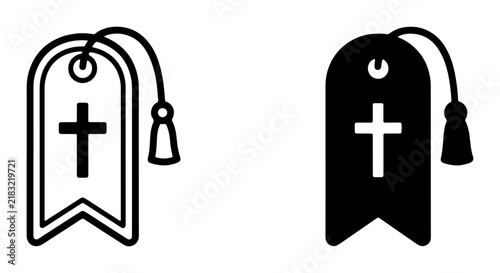 Christian Cross Bookmark Icons, Religious Symbol Tags, Faith Bookmark Graphics, Spiritual Bookmark Vectors, Black and White Christian Symbols