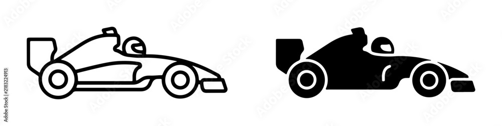 Obraz premium Formula 1 Racing Car Icons, Speed Vehicle Silhouette, Motorsport Vector Graphics for Sports and Competition