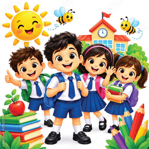 kids with school supplies