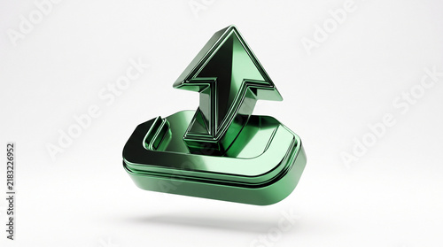 Obraz na płótnie Futuristic green chrome upload icon