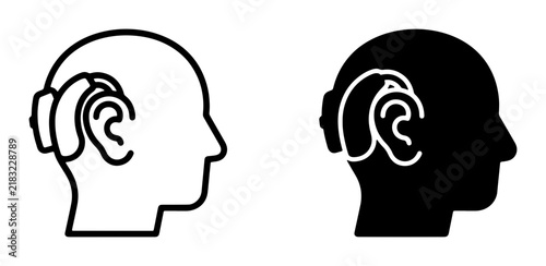 Foto Hearing Aid Icons, Auditory Health Symbols, Medical Device Illustrations, Sound