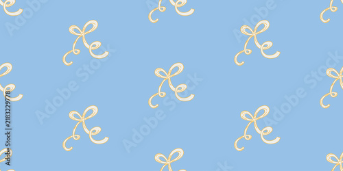 Beautiful seamless pattern with elegant bows embodies Christmas coziness. Soft lines, classic colors, and a sense of Xmas wonder make this print perfect for gift wrapping, holiday textiles, or cards