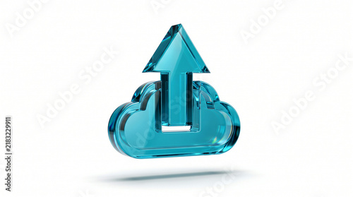 Obraz na płótnie Cyan glass upload icon