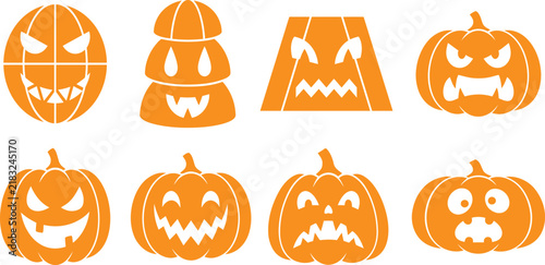 Halloween pumpkin faces illustrations