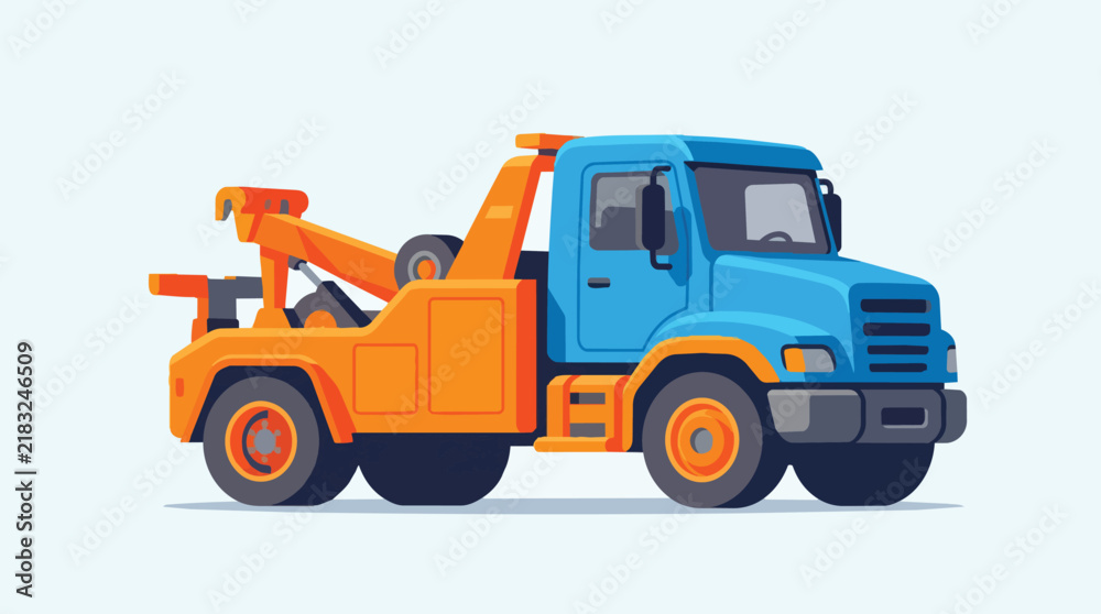 Fototapeta premium Tow Truck with Winch Flat Illustration